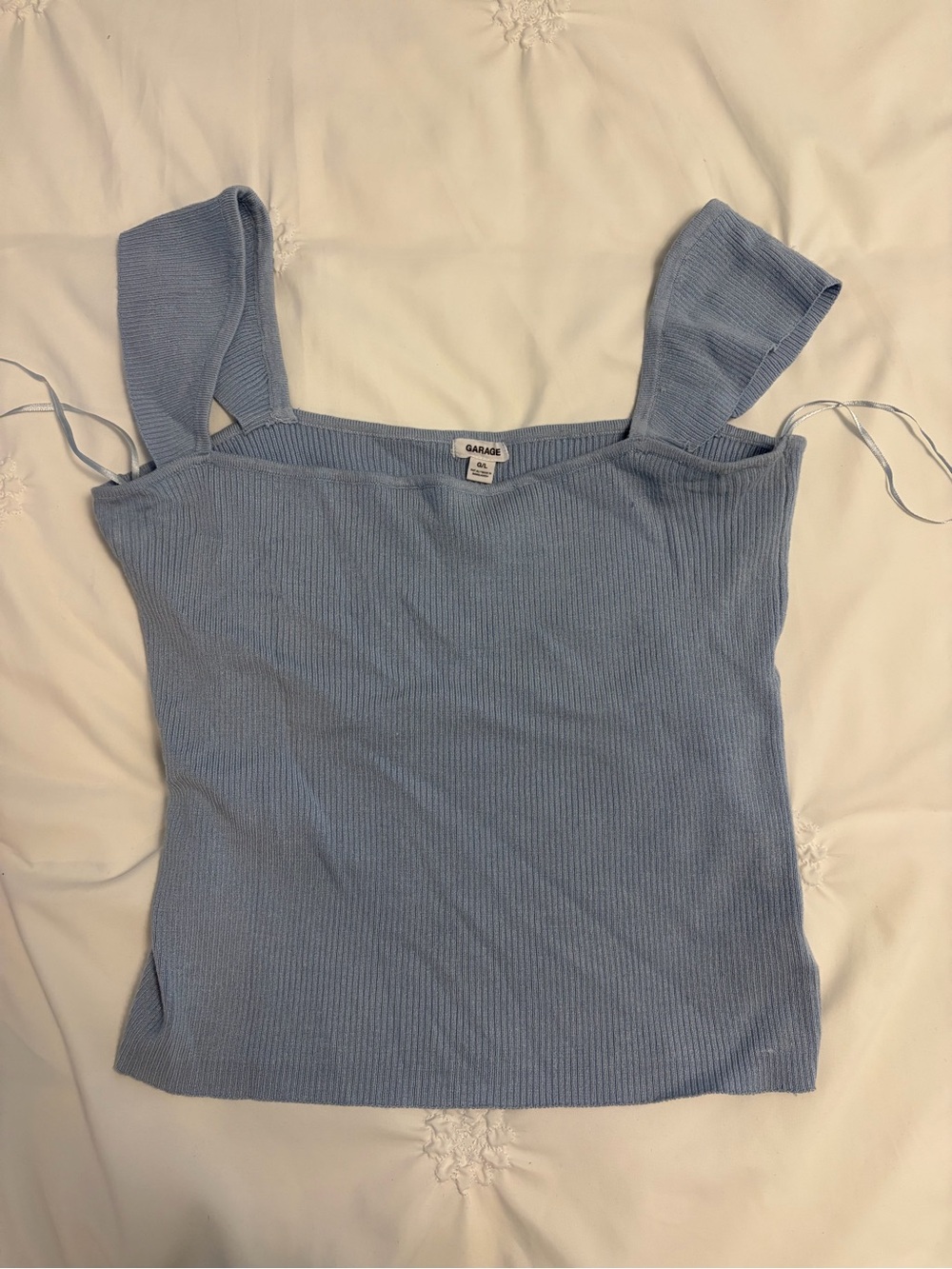 Garage Powder Blue Ribbed Square-Neck Tank - Picture 1 of 2